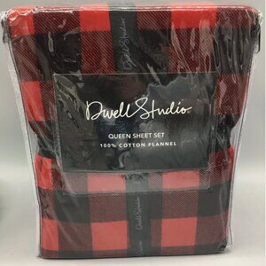 4pc Dwell Studio Red Black Buffalo Plaid Cotton Flannel QUEEN Sheet Set Holidays